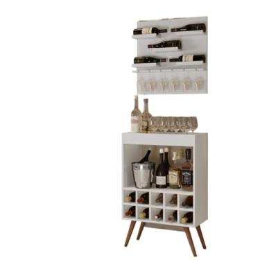 Imagem de Aparador De Sala De Estar Com ArmáRio Para Vinhos, Bar Decorativo Montado Na Parede(Branco)