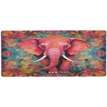 Imagem de Wassud Elefante rosa (2) mousepad para jogos com base de borracha antiderrapante, mouse pad longo para teclado de computador com borda costurada, almofada grande à prova d'água para escritório, casa