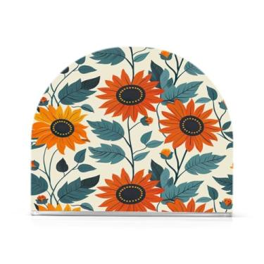 Imagem de Wassud Porta-guardanapos de acrílico de girassol laranja, dispensador de guardanapo de papel moderno em forma de U para mesa, cozinha, sala de jantar, bancada 1 peça (comporta 50-60 guardanapos)