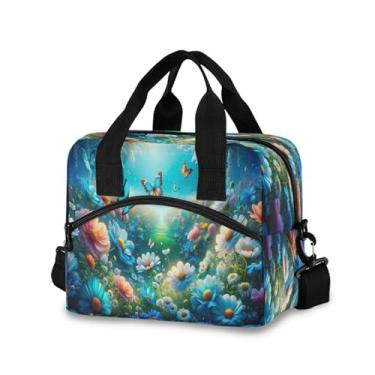 Imagem de Burbuja Lancheira térmica Fairy Flowers para mulheres e homens, lancheira portátil com alça de ombro removível, lancheira para viagem, piquenique, escritório, trabalho