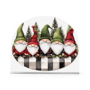 Imagem de Qilmy Bonito suporte de guardanapo de gnomos de Natal para mesas, porta-guardanapos de papel de placa acrílica elegante, dispensador de papel de seda independente moderno para jantar, sala de estar
