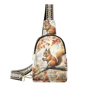 Imagem de CEBUGI Bolsa tiracolo feminina pequena de couro esquilo pochete para caminhadas, viagens ao ar livre