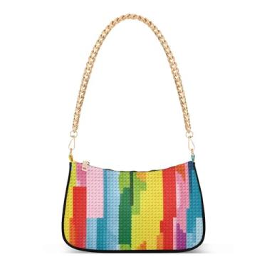 Imagem de CEBUGI Bolsas transversais femininas bolsa de ombro blocos de montar, bolsa clutch elegante com alça de corrente