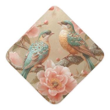 Imagem de STAYTOP Pássaro fofo no ramo de flores toalhas de bebê com capuz de musselina, toalha de banho super macia, toalhas de banho absorventes para banho de recém-nascido unissex 76 x 76 cm