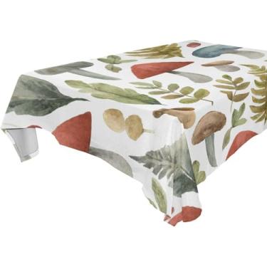 Imagem de Burbuja Toalha de mesa Woodland Cogumelos, toalha de mesa retangular, anti-rugas, grossa para decoração de jantar, cozinha, festa, 152 x 274 cm