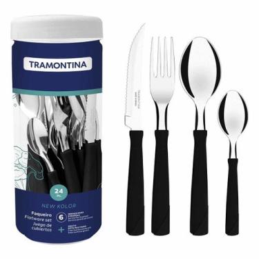 Imagem de Faqueiro New Kolor em Inox Com 24 Peças Preto (23198/093) - Tramontina