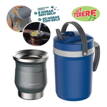 Imagem de Cuia Térmica Chumbo 250ml Jarra Azul 2,5l Tereré Chimarrão - Termolar