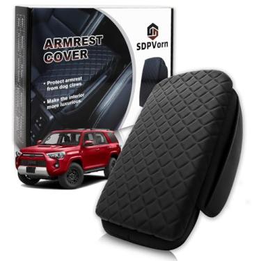 Imagem de SDPVorn Capa de apoio de braço para console central Toyota 4Runner com bolsos de armazenamento organizador, protetor de tampa de descanso de braço de couro sintético preto acessórios interiores (2010