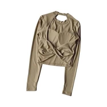 Imagem de Camiseta Esportiva Feminina Sexy Sem Costas De Secagem Rápida Com Almo