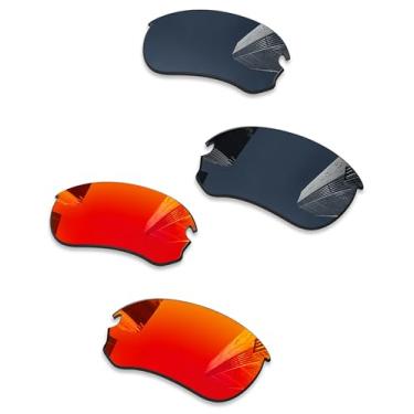 Imagem de Combine8 2 pares de lentes de reposição ploarizadas para óculos de sol Oakley Flak Draft OO9364 67 mm - preto + vermelho fogo