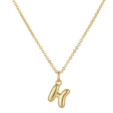 Imagem de TASBERN Colar com inicial bolha para mulheres, minúsculo, banhado a ouro 18K, alfabeto A-Z, minimalista, joia delicada, presente de aniversário para ela, Banhado a ouro, Sem Pedra Preciosa