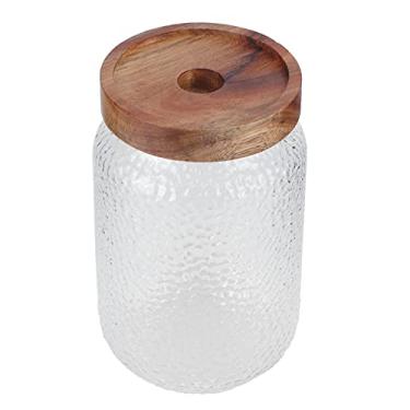 Imagem de KIMISS Jarra de Vidro Conjunto Com Tampa de Madeira Hermética - Vasilhas Versáteis de Armazenamento para café, Lanches, Nozes e Muito Mais - Organizadores de Cozinha Reutilizáveis Ecológicos (700ml)