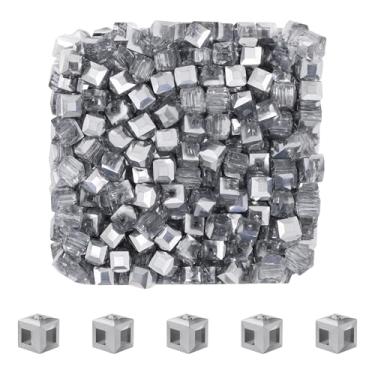 Imagem de Mandala Crafts Contas de cristal de cubo de prata de 4 mm – 500 contas de vidro facetadas para fabricação de joias, suprimentos de contas, artesanato DIY, pulseiras, colares, brincos e contas