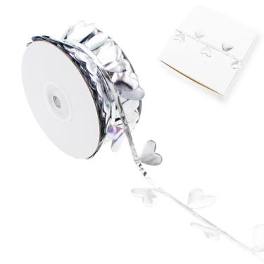 Imagem de Vignor Fita Coração Amor Rolo Tecido Renda Costura Corda Guarnição para Embrulho de Presente Baile Mãe Fazer Suprimentos Decorações Dia dos Namorados Artesanato DIY (22 metros Prata)