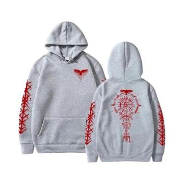 Imagem de Moletom Masculino Com Estampa De Corvo Viking, Casual, Esportivo, De A