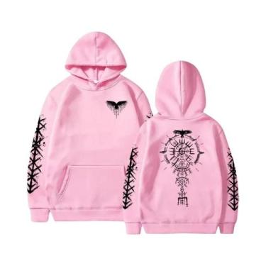 Imagem de Moletom Masculino Com Estampa De Corvo Viking, Casual, Esportivo, De A