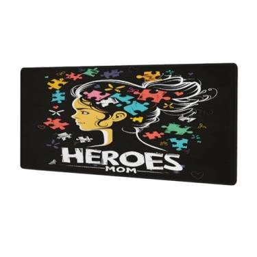 Imagem de Tapete de mouse grande para meninas, design de linha de autismo, à prova d'água, tapete protetor de mesa estendido para computador, base de borracha antiderrapante para escritório, computador, teclado