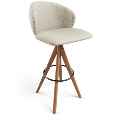 Imagem de Banqueta Alta Giratória Bar Cozinha Sala de Jantar Bar Mia L02 Linho Champagne - Lyam Decor