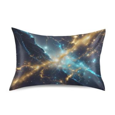 Imagem de Fronhas de cetim legais refrescantes personalizadas padrão Queen King fronhas fronhas sonolentas capa queen size 76.2 cm x 50.8 cm arte azul dourado preto impressão