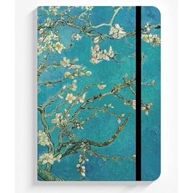 Imagem de Caderno de desenho 21 x 14 cm - Com temas artísticos clássicos, capa dura sem linhas quadriculadas, papel de alta gramatura, adequado para artistas, estudantes e colecionadores de arte. (Amendoeira em Flor,>> PONTILHADO <<)