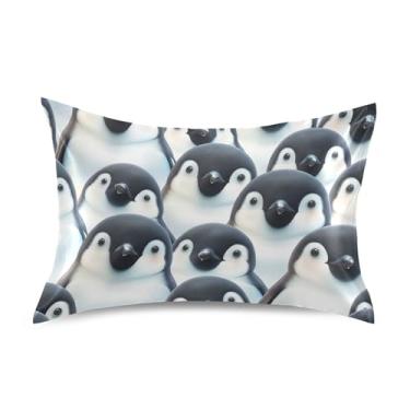 Imagem de Travesseiros King Queen Standard Slips Adorável Pinguins Animal Cetim Cool Fronhas Decorativas Refrigerantes Confortáveis Capas de Travesseiro King Size 101,6 cm x 50,8 cm