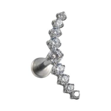 Imagem de Brinco De Cartilagem Em Titânio Cor Dourada Com Zircônia Cúbica Em For