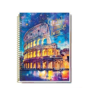 Imagem de Caderno Universitário Grande Luxo Bella 10 Matérias 160 Folhas Coleção 2026 Tamanho 20x27,5cm Pontos Turísticos (Coliseu)