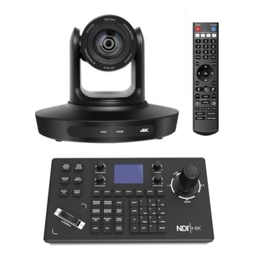 Imagem de Câmera PTZ 4K com zoom óptico de 20x, câmera de videoconferência POE com saída USB HDMI IP, inclui kit de joystick controlador NDI PTZ para uso em igrejas (kit)
