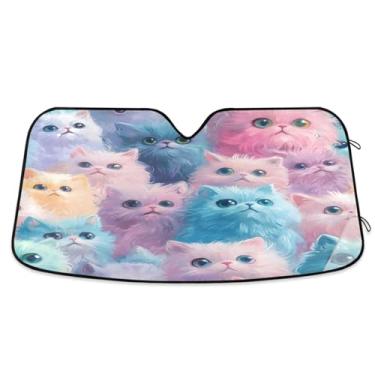 Imagem de Cute Cats Guarda-sol azul veículo para-brisa proteção UV carro janela dianteira persianas médio