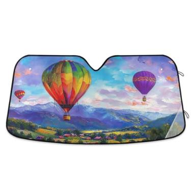 Imagem de Balões de ar quente Sky Capa de para-brisa de carro para janela frontal de sol para a maioria dos sedãs SUV caminhão pequeno