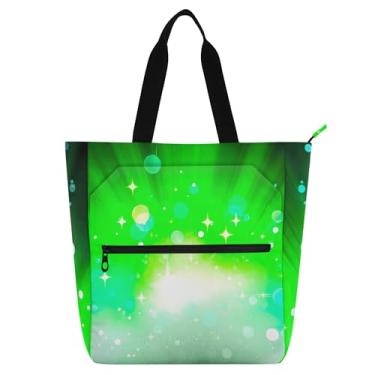 Imagem de Sacola feminina verde explosão névoa brilhante trabalho bolsa de lona praia escola bolsa carteiro amantes livros presentes