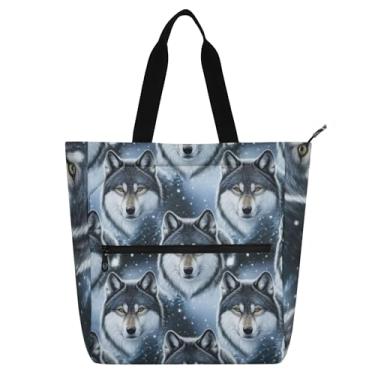 Imagem de GAIGEO Bolsa feminina Cool Gray Wolves, bolsa de trabalho, lona, praia, escola, presente, para amantes de livros