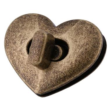 Imagem de Acouto Fechaduras de Fechamento de Bolsa 5 Conjuntos de Fecho de Metal Em Forma de Coração Bloqueio Giratório Hardware Bolsa Acessório de Fecho de Metal Turn Lock Projeto de Artesanal (Bronze Antigo)