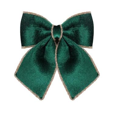 Imagem de Laços de veludo verde para guirlanda, 24,4 cm × 31,5 cm para árvore de Natal, pequenos laços decorativos para decoração de festa de Natal para porta de casa