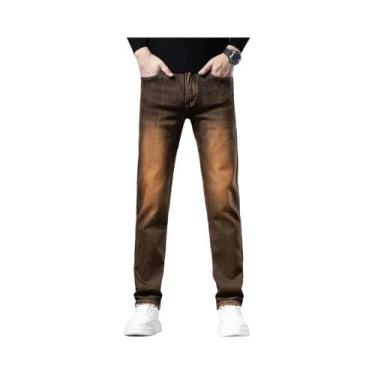 Imagem de Calças Jeans Masculinas Estilo Vintage Lavadas Com Stretch Casual Stre