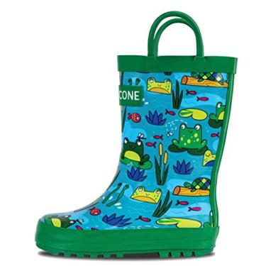 Imagem de Botas de chuva infantis Lone Cone para meninas e meninos – Botas de chuva infantis de borracha natural à prova d'água com sola antiderrapante e alças fáceis de puxar – designs sólidos, padrões e