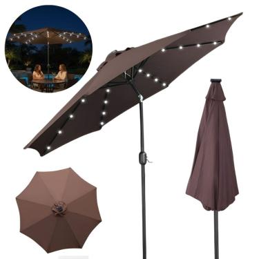 Imagem de Ombrelone Base Central Articulado Redondo 2,7m Alumínio com Led Piscina Importway Iwobcal-270