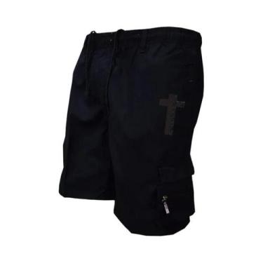 Imagem de Bermuda Cargo Masculina De Verão Com Cintura Elástica E Cordão, Estilo