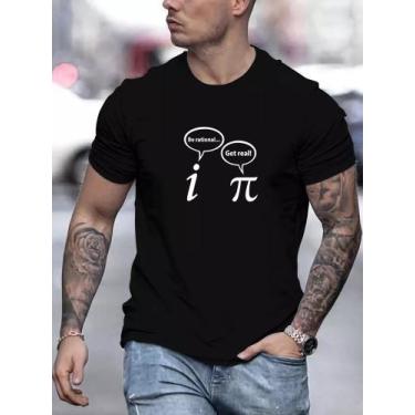 Imagem de Camiseta Masculina Pi Seja Racional Seja Real Matematica, Preto, M