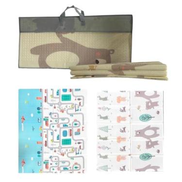 Imagem de Tapete Infantil Emborrachado Dobrável Macio Dupla Face Atividades para Bebê Portátil (Pista e Urso 180X150X10MM) Pratito