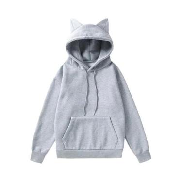 Imagem de Moletom Feminino Com Capuz De Orelhas De Gato Em Fleece, Moda Primaver