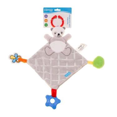 Imagem de Naninha Panda Cinza com Mordedor e Suporte para Chupeta - Brasgroup Ba