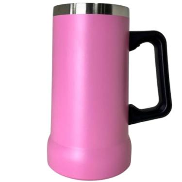 Imagem de Caneca Térmica Em Aço Inox 710ml C/Alça Para Bebidas Geladas Drinks caneca termica garrafinha termica(Rosa)