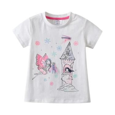 Imagem de Camiseta De Algodão Para Meninas Com Estampa De Desenho Animado DXTON,