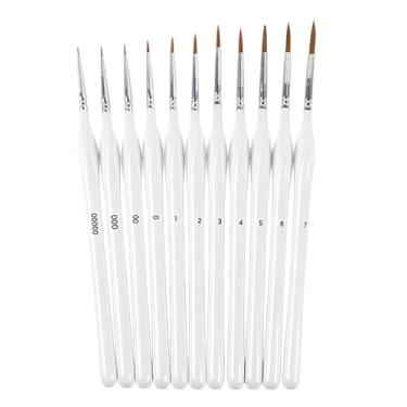 Imagem de Conjunto de pincéis detalhados, 11 pincéis em miniatura com alças triangulares, pincéis para pintura acrílica, modelo, rosto, estatueta, aquarela, óleo, kit de pintura por números para adultos (branco