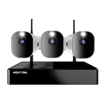 Imagem de Night Owl Sistema De Câmera De Segurança Residencial Com Vídeo Bluetooth De 10 Canais, 3 Câmeras Internas/Externas Hd 1080P Alimentadas Por Bateria, Sem Fio, Com Áudio Bidirecional E Disco Rígido D