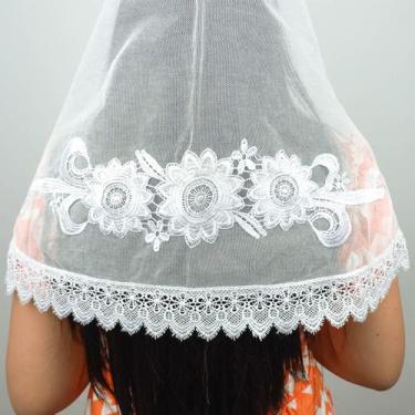 Imagem de Véu Ccb Adulto Renda Guipir Média Com Aplique Floral (Marta) - Central