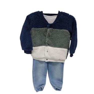 Imagem de Conjunto Blusa Pelo Bebê Menino Calça Jeans Paraiso Rf 14635, Azul mar