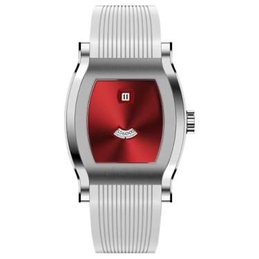 Imagem de Specht & Söhne Relógio de pulso masculino mecânico automático de aço inoxidável com cristal de safira, Vermelho-branco