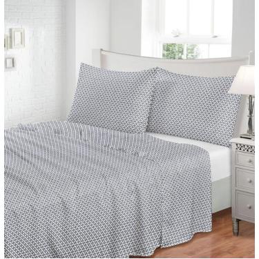 Imagem de Jogo De Cama King 300 Fios Toque De Seda Geométrico 4 Peças Jolitex